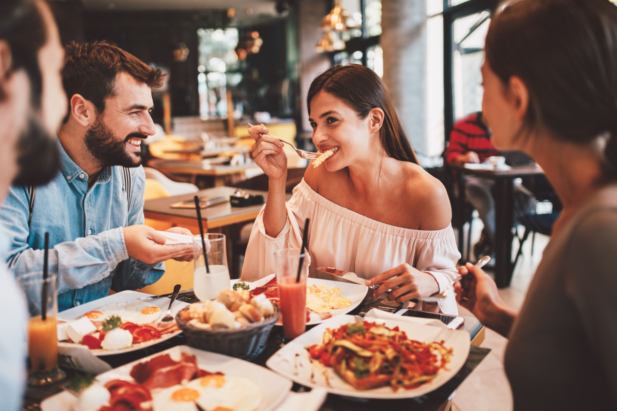 People eating in restaurant